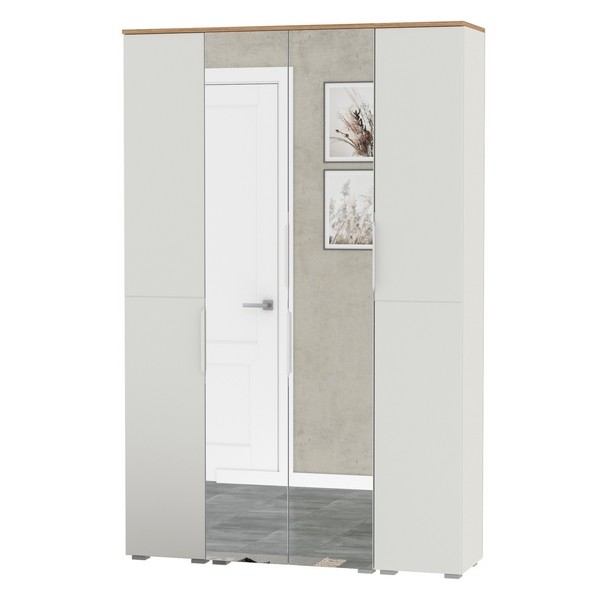 Октава Набор шкафов 01, цвет белый шагрень/дуб крафт золотой/фасады МДФ белый шагрень, ШхГхВ 128,8х35,3х197,6 см., универсальная сборка