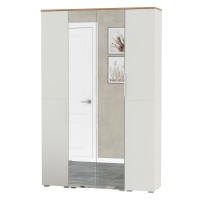 Октава Набор шкафов 01, цвет белый шагрень/дуб крафт золотой/фасады МДФ белый шагрень, ШхГхВ 128,8х35,3х197,6 см., универсальная сборка