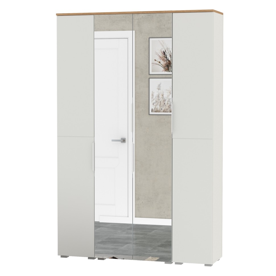 Октава Набор шкафов 01, цвет белый шагрень/дуб крафт золотой/фасады МДФ белый шагрень, ШхГхВ 128,8х35,3х197,6 см., универсальная сборка