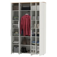 Октава Набор шкафов 01, цвет белый шагрень/дуб крафт золотой/фасады МДФ белый шагрень, ШхГхВ 128,8х35,3х197,6 см., универсальная сборка