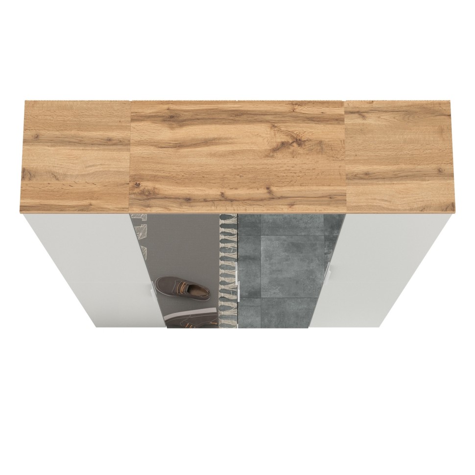 Октава Набор шкафов 01, цвет белый шагрень/дуб крафт золотой/фасады МДФ белый шагрень, ШхГхВ 128,8х35,3х197,6 см., универсальная сборка