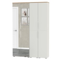 Октава Набор шкафов 01, цвет белый шагрень/дуб крафт золотой/фасады МДФ белый шагрень, ШхГхВ 128,8х35,3х197,6 см., универсальная сборка