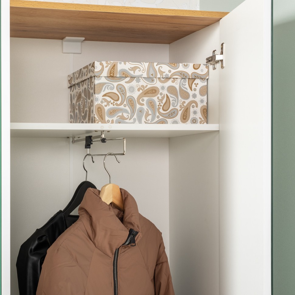 Октава Набор шкафов 01, цвет белый шагрень/дуб крафт золотой/фасады МДФ белый шагрень, ШхГхВ 128,8х35,3х197,6 см., универсальная сборка