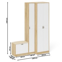 Прихожая П-6 Компоновка № 25, цвет дуб сонома/фасады МДФ белое дерево фрезеровка прованс, ШхГхВ 150х50х210 см., универсальная сборка