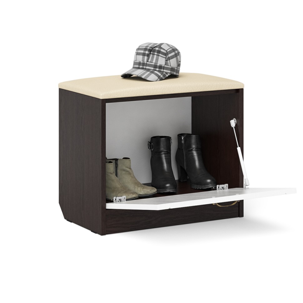 Прихожая П-6 Тумба, цвет венге/фасады МДФ белое дерево фрезеровка прованс, ШхГхВ 60х35х50 см.