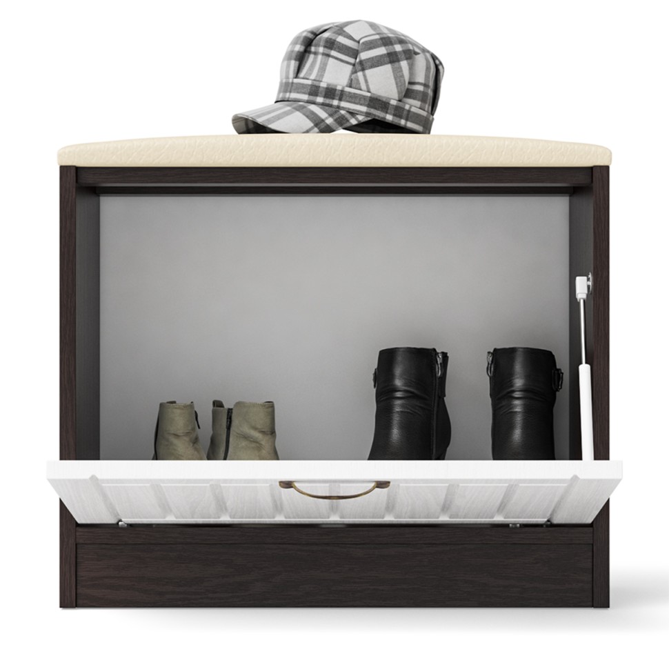 Прихожая П-6 Тумба, цвет венге/фасады МДФ белое дерево фрезеровка прованс, ШхГхВ 60х35х50 см.