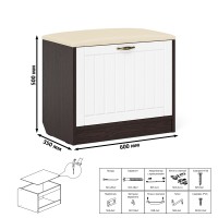 Прихожая П-6 Тумба, цвет венге/фасады МДФ белое дерево фрезеровка прованс, ШхГхВ 60х35х50 см.