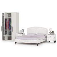 Валенсия Спальня № 33, цвет ЛДСП белый шагрень/МДФ белый шагрень, ортопед есть, сп. м. 1600х2000 мм., б/м