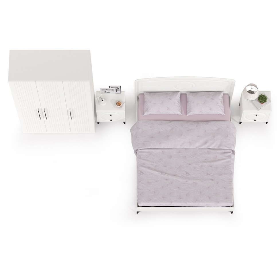 Валенсия Спальня № 33, цвет ЛДСП белый шагрень/МДФ белый шагрень, ортопед есть, сп. м. 1600х2000 мм., б/м