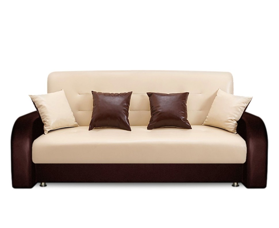 Фортуна диван-книжка экокожа бежево/коричневый