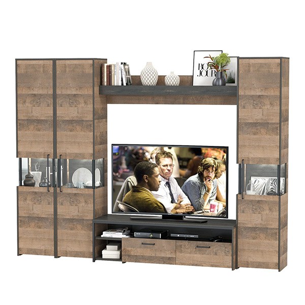 Трувор Гостиная 031, цвет дуб гранж песочный/интра, ШхГхВ 284,2х45,4х210 см., универсальная сборка