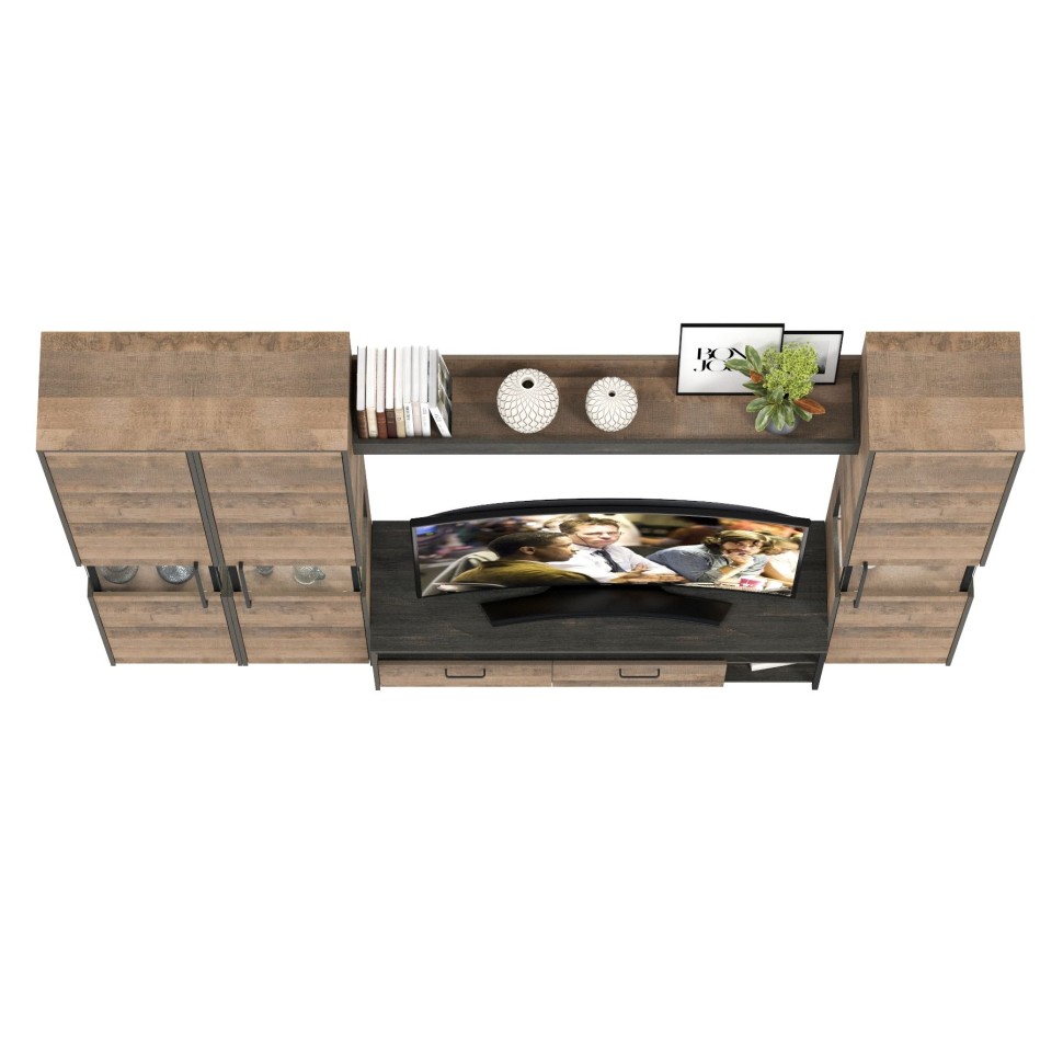 Трувор Гостиная 031, цвет дуб гранж песочный/интра, ШхГхВ 284,2х45,4х210 см., универсальная сборка