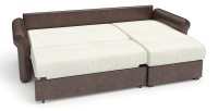 Диван угловой Рейн дельфин белый велюр+коричневая экокожа