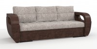 Диван еврокнижка Мартин экокожа коричневый + рогожка серый