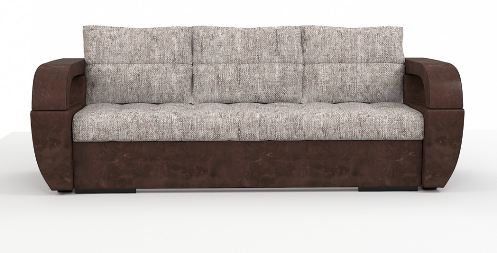 Диван еврокнижка Мартин экокожа коричневый + рогожка серый