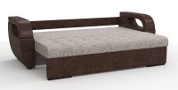 Диван еврокнижка Мартин экокожа коричневый + рогожка серый