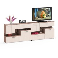 Две тумбы ТВ С-МД-С1-1400, цвет ясень шимо светлый/ясень шимо тёмный, ШхГхВ 280х30х93 см., НЕ универсальная сборка