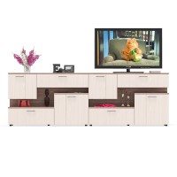 Две тумбы ТВ С-МД-С1-1400, цвет ясень шимо светлый/ясень шимо тёмный, ШхГхВ 280х30х93 см., НЕ универсальная сборка