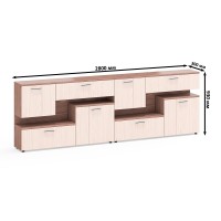 Две тумбы ТВ С-МД-С1-1400, цвет ясень шимо светлый/ясень шимо тёмный, ШхГхВ 280х30х93 см., НЕ универсальная сборка