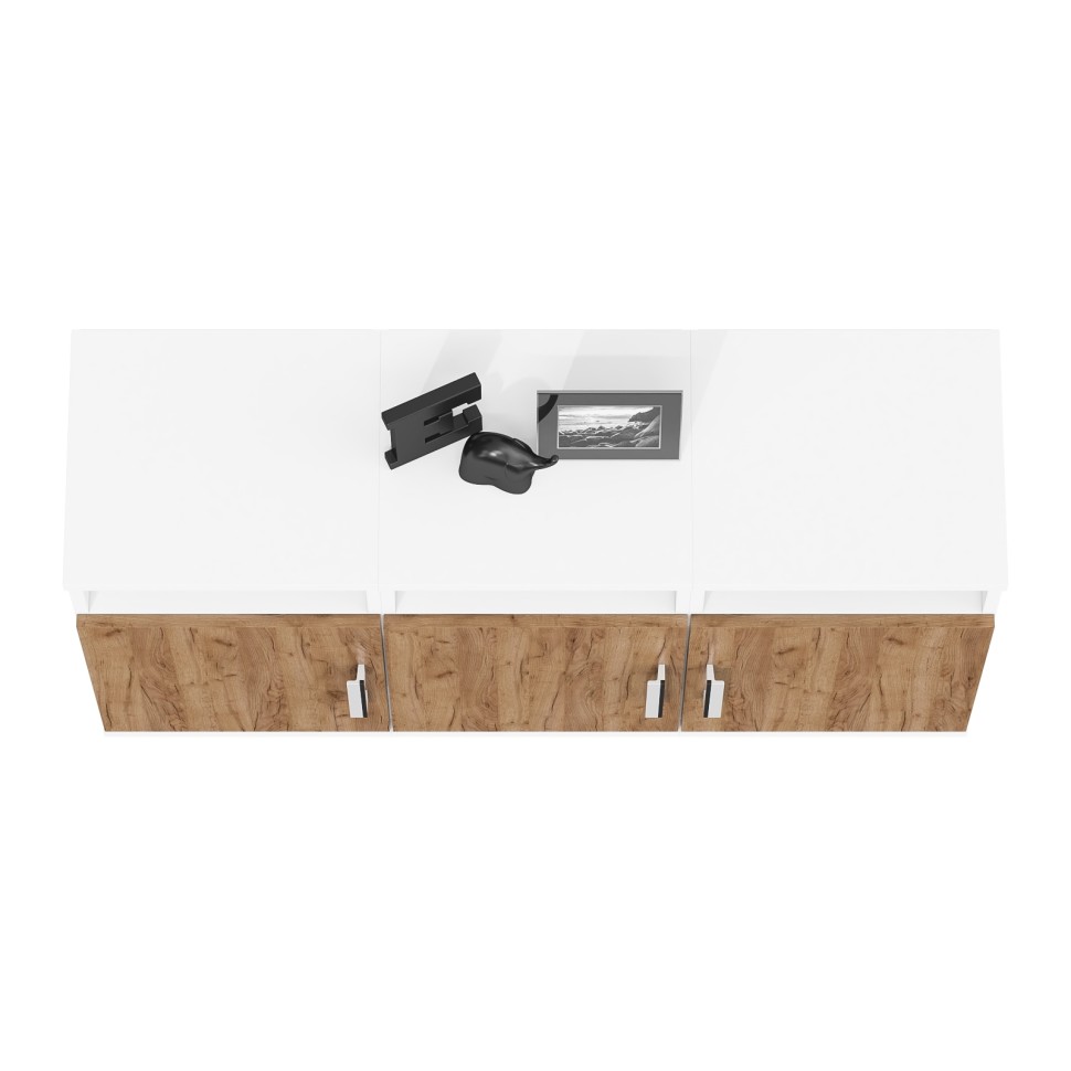 Три тумбы прикроватных Бонус, цвет корпус белый шагрень/фасады крафт золотой, ШхГхВ 120х35х66 см. (Тумба прикроватная Бонус), универсальная сборка