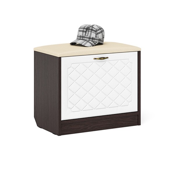 Прихожая П-6 Тумба, цвет венге/фасады МДФ белое дерево фрезеровка ромб, ШхГхВ 60х35х50 см.