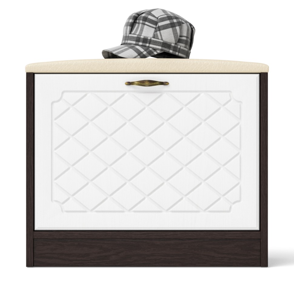 Прихожая П-6 Тумба, цвет венге/фасады МДФ белое дерево фрезеровка ромб, ШхГхВ 60х35х50 см.