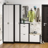 Прихожая П-6 Тумба, цвет венге/фасады МДФ белое дерево фрезеровка ромб, ШхГхВ 60х35х50 см.