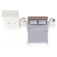 Валенсия Спальня № 34, цвет ЛДСП белый шагрень/МДФ белый шагрень/ткань велутто 19, ортопед есть, сп. м. 1600х2000 мм., б/м