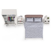 Валенсия Спальня № 34, цвет ЛДСП белый шагрень/МДФ белый шагрень/ткань велутто 19, ортопед есть, сп. м. 1600х2000 мм., б/м