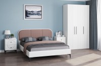 Валенсия Спальня № 34, цвет ЛДСП белый шагрень/МДФ белый шагрень/ткань велутто 19, ортопед есть, сп. м. 1600х2000 мм., б/м