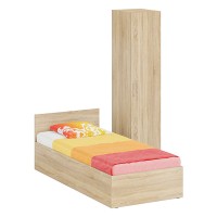 Кровать 0900 + Пенал Стандарт, цвет дуб сонома, ШхГхВ 93,5х203,5х70 + 45х52х200 см., сп.м. 900х2000 мм., без матраса, основание есть