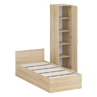 Кровать 0900 + Пенал Стандарт, цвет дуб сонома, ШхГхВ 93,5х203,5х70 + 45х52х200 см., сп.м. 900х2000 мм., без матраса, основание есть