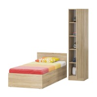 Кровать 0900 + Пенал Стандарт, цвет дуб сонома, ШхГхВ 93,5х203,5х70 + 45х52х200 см., сп.м. 900х2000 мм., без матраса, основание есть