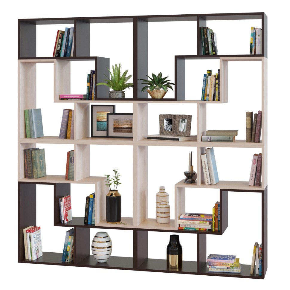 СНЯТО Стеллаж Сокол СПК-98, цвет венге/белёный дуб, ШхГхВ 120х30х240 см. или 180х30х180 см.