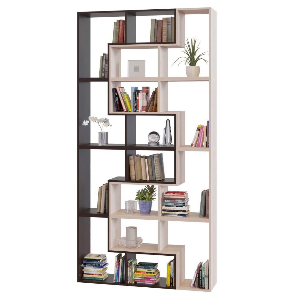 СНЯТО Стеллаж Сокол СПК-98, цвет венге/белёный дуб, ШхГхВ 120х30х240 см. или 180х30х180 см.