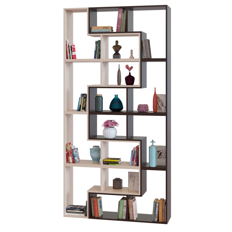 СНЯТО Стеллаж Сокол СПК-98, цвет венге/белёный дуб, ШхГхВ 120х30х240 см. или 180х30х180 см.