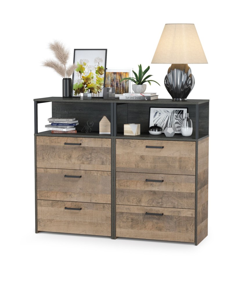 Трувор 13.307.02 Комод с ящиками + 13.307.02 Комод с ящиками, цвет дуб гранж песочный/интра, ШхГхВ 132х37х106,9 см.