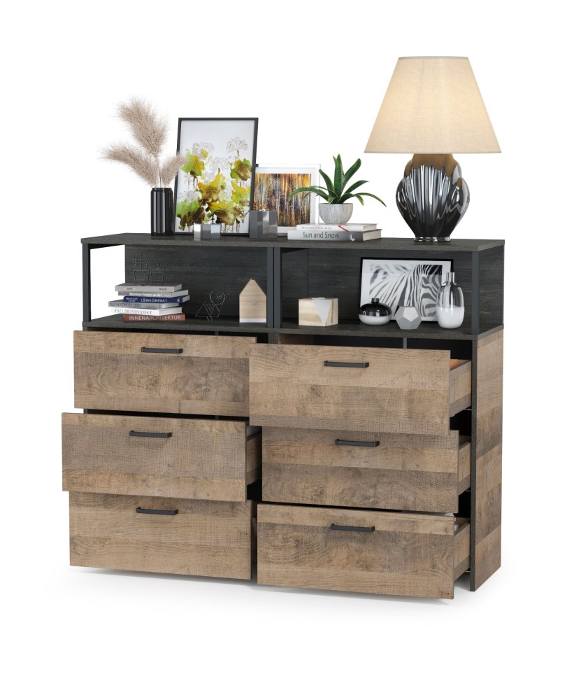 Трувор 13.307.02 Комод с ящиками + 13.307.02 Комод с ящиками, цвет дуб гранж песочный/интра, ШхГхВ 132х37х106,9 см.