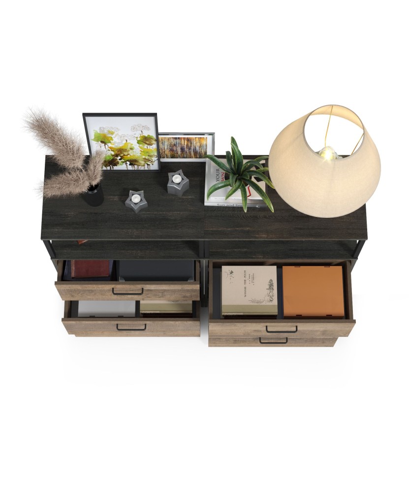 Трувор 13.307.02 Комод с ящиками + 13.307.02 Комод с ящиками, цвет дуб гранж песочный/интра, ШхГхВ 132х37х106,9 см.