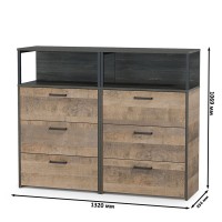 Трувор 13.307.02 Комод с ящиками + 13.307.02 Комод с ящиками, цвет дуб гранж песочный/интра, ШхГхВ 132х37х106,9 см.