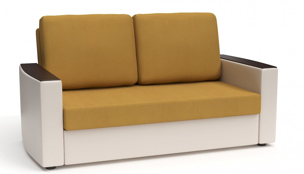 Диван прямой Майами (Дубай) оранжевая рогожка+белая экокожа