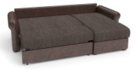 Диван угловой Рейн дельфин коричневый велюр+коричневая экокожа