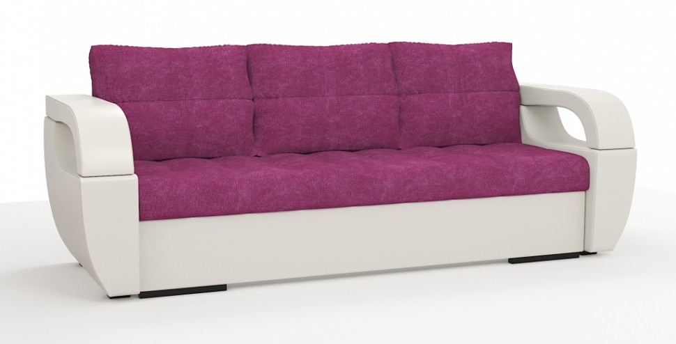 Диван еврокнижка Мартин экокожа белый + велюр розовый