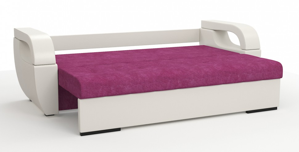 Диван еврокнижка Мартин экокожа белый + велюр розовый