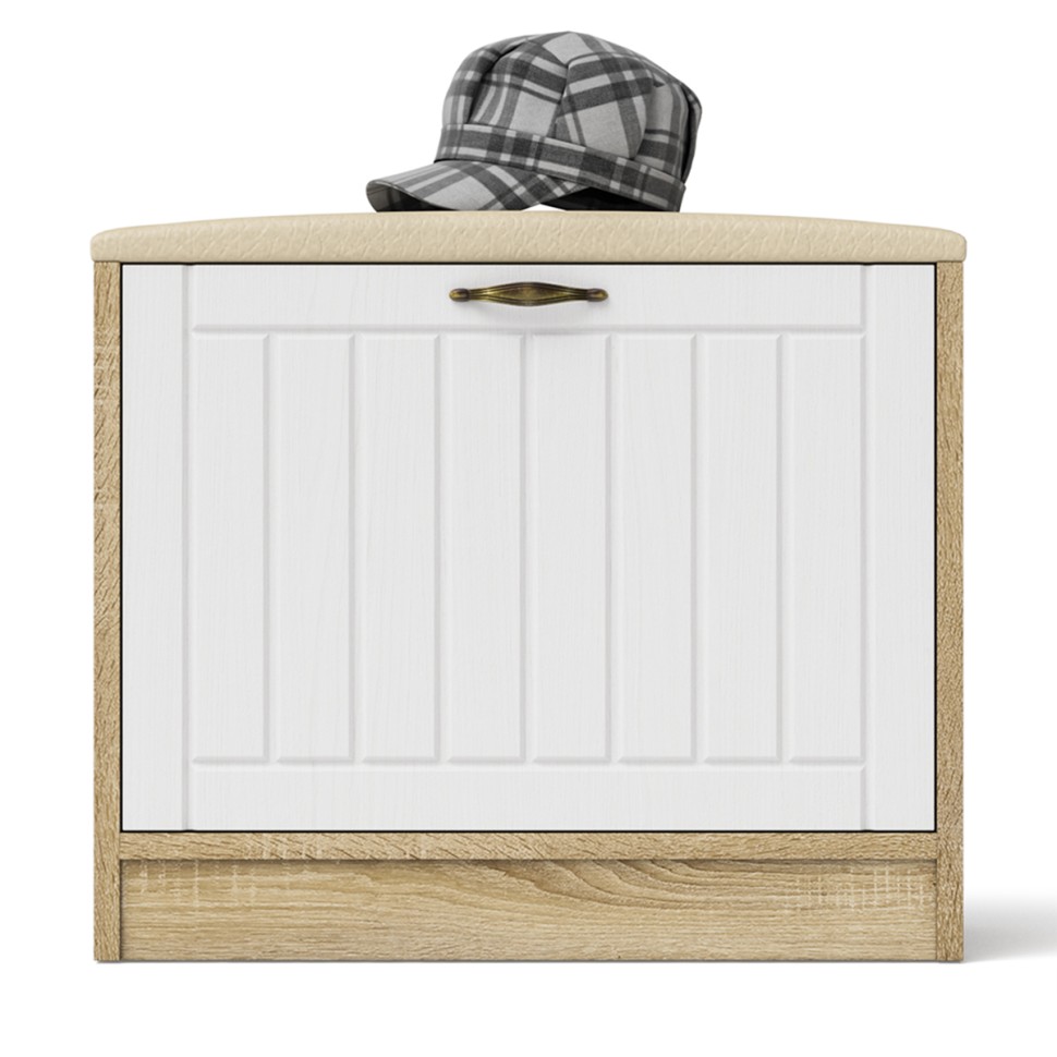 Прихожая П-6 Тумба, цвет дуб сонома/фасады МДФ белое дерево фрезеровка прованс, ШхГхВ 60х35х50 см.