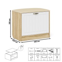 Прихожая П-6 Тумба, цвет дуб сонома/фасады МДФ белое дерево фрезеровка прованс, ШхГхВ 60х35х50 см.