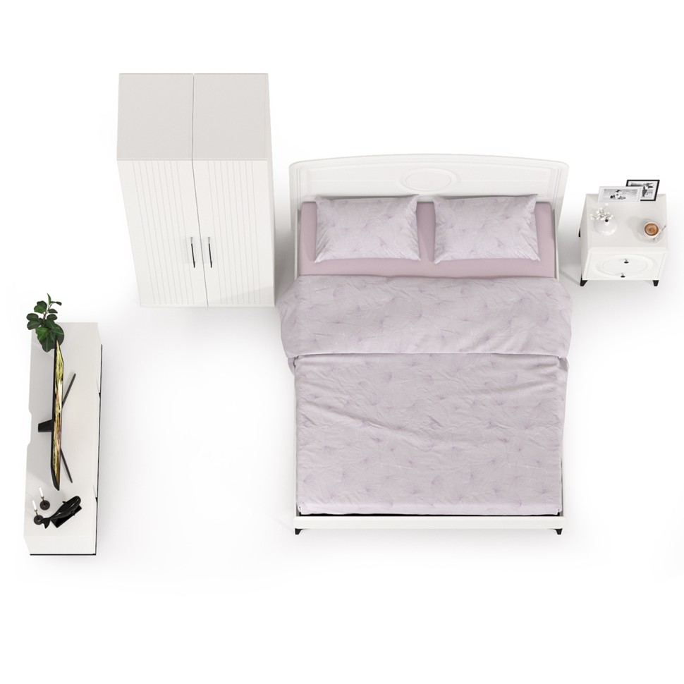 Валенсия Спальня № 35, цвет ЛДСП белый шагрень/чёрный/МДФ белый шагрень, ортопед есть, сп. м. 1600х2000 мм., б/м