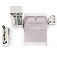 Валенсия Спальня № 35, цвет ЛДСП белый шагрень/чёрный/МДФ белый шагрень, ортопед есть, сп. м. 1600х2000 мм., б/м