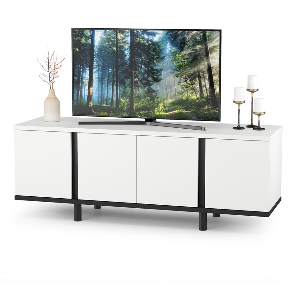 Валенсия Спальня № 35, цвет ЛДСП белый шагрень/чёрный/МДФ белый шагрень, ортопед есть, сп. м. 1600х2000 мм., б/м