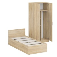 Кровать 0900 + Шкаф 2-х створчатый Стандарт, цвет дуб сонома, ШхГхВ 93,5х203,5х70 + 90х52х200 см., сп.м. 900х2000 мм., без матраса, основание есть